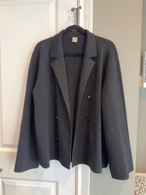 Toteme Black Double-Breasted Wool Blazer Jacket